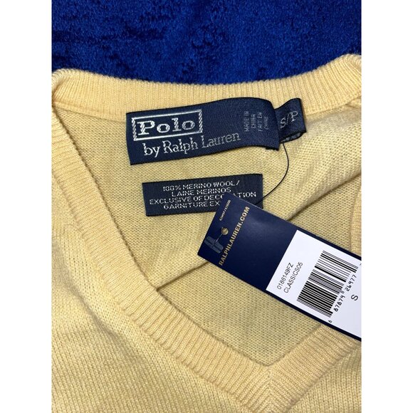 Polo Ralph Lauren - Yellow Merino Wool V Neck Sweater - Picture 2 of 2